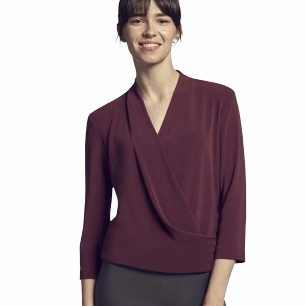 MM.LaFleur The Deneuve Wrap Top in Blackberry XL